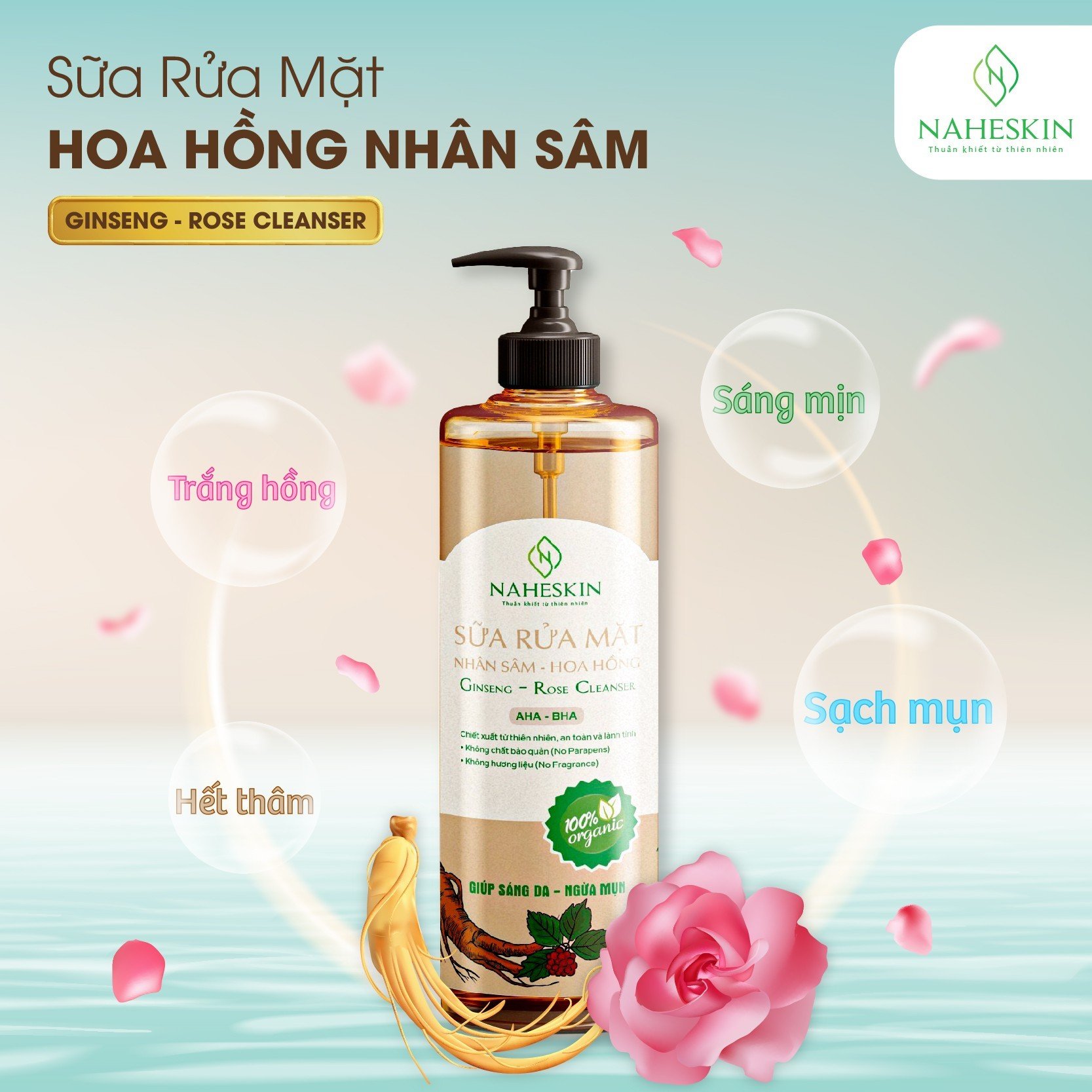 Sữa rửa mặt Nhân sâm- Hoa Hồng