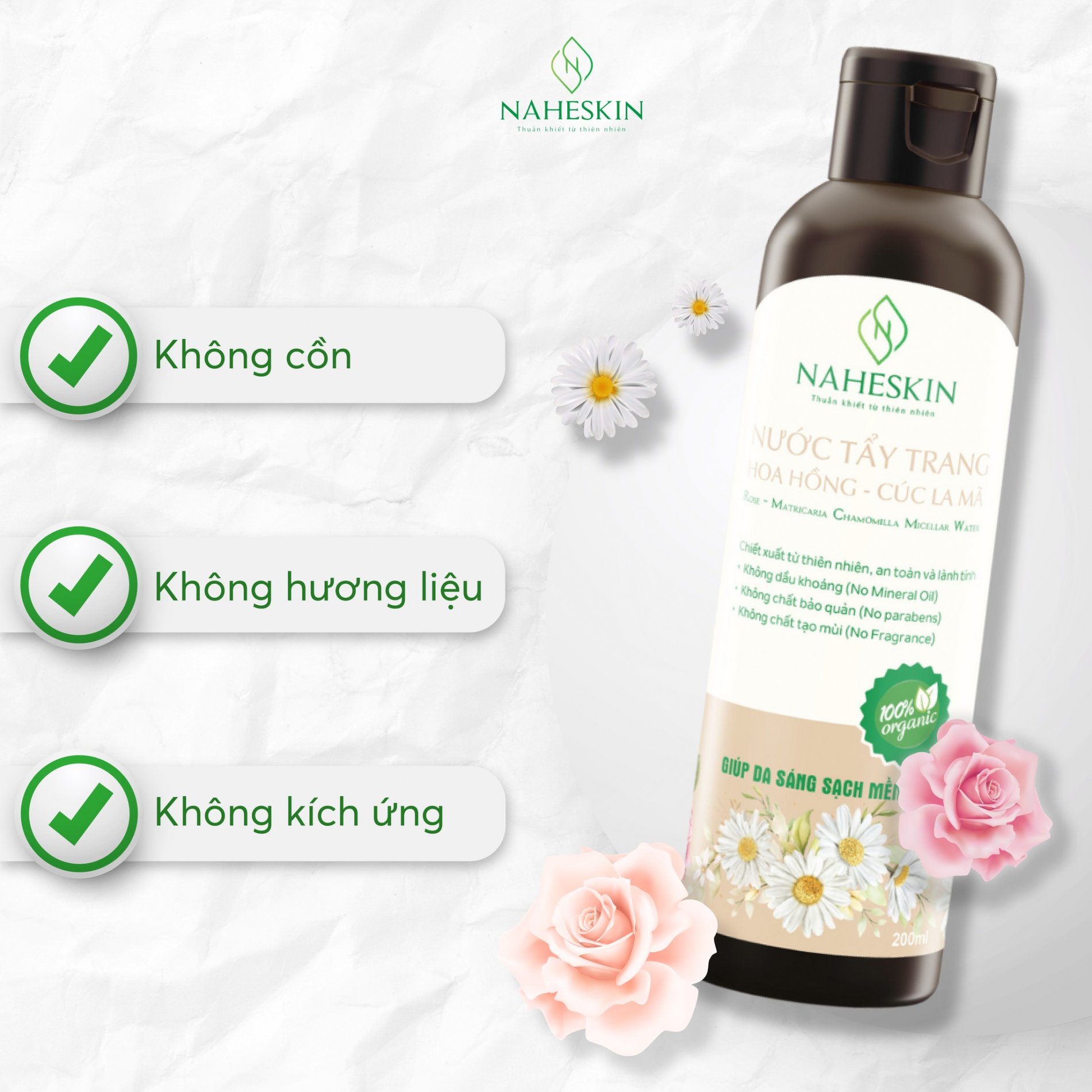 Nước tẩy trang Hoa Hồng - Cúc La Mã