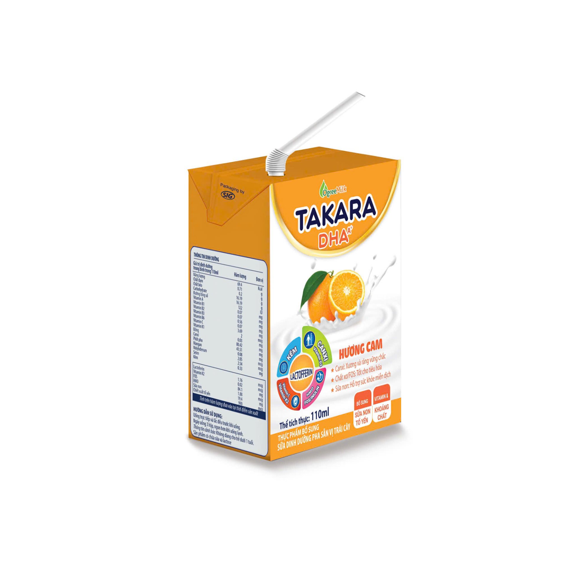 SỮA PHA SẴN TAKARA DHA IQ Grow hương Cam