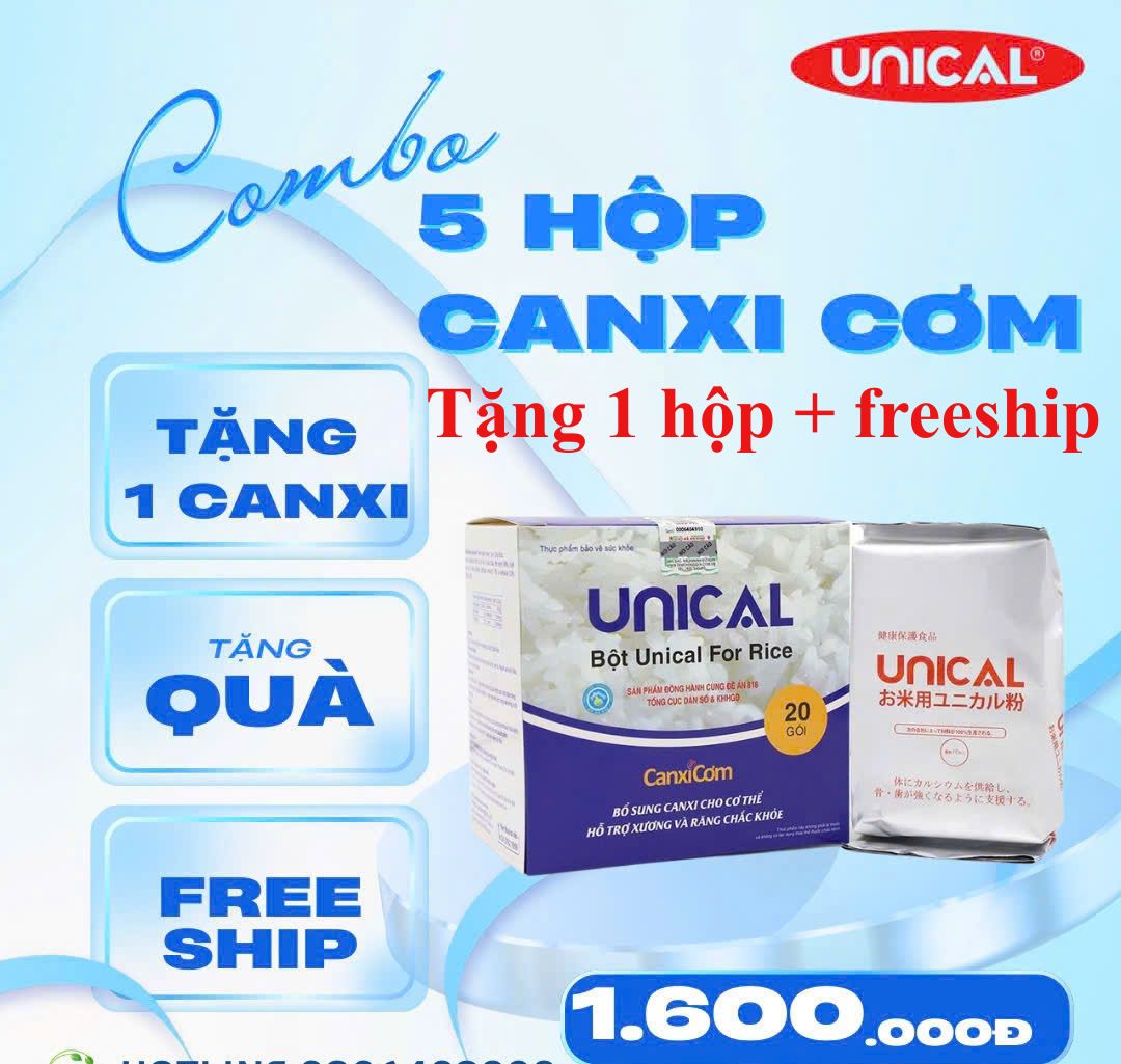  BỘT UNICAL FOR RICE (CANXI CƠM NHẬT BẢN) Mua 5 tặng 1 (freeship)